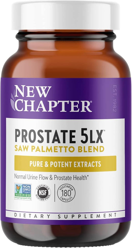 New Chapter Prostate Supplement - Prostate 5LX™ with Clinical Strength Saw Palmetto + Fermented Selenium for Prostate Health - 180 ct Vegetarian Capsule