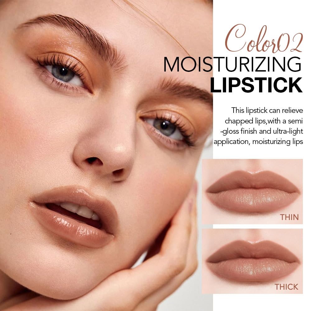 2Pcs Tinted Lip Balm Moisturizing Lipstick – Waterproof Hydrating Matte Lip Balm for Women,Creamy Natural Color Stain for Dry Lips,Soft Matte Finish (2# Cinnamon Nude Brown & 6# Vivid Rose Red)