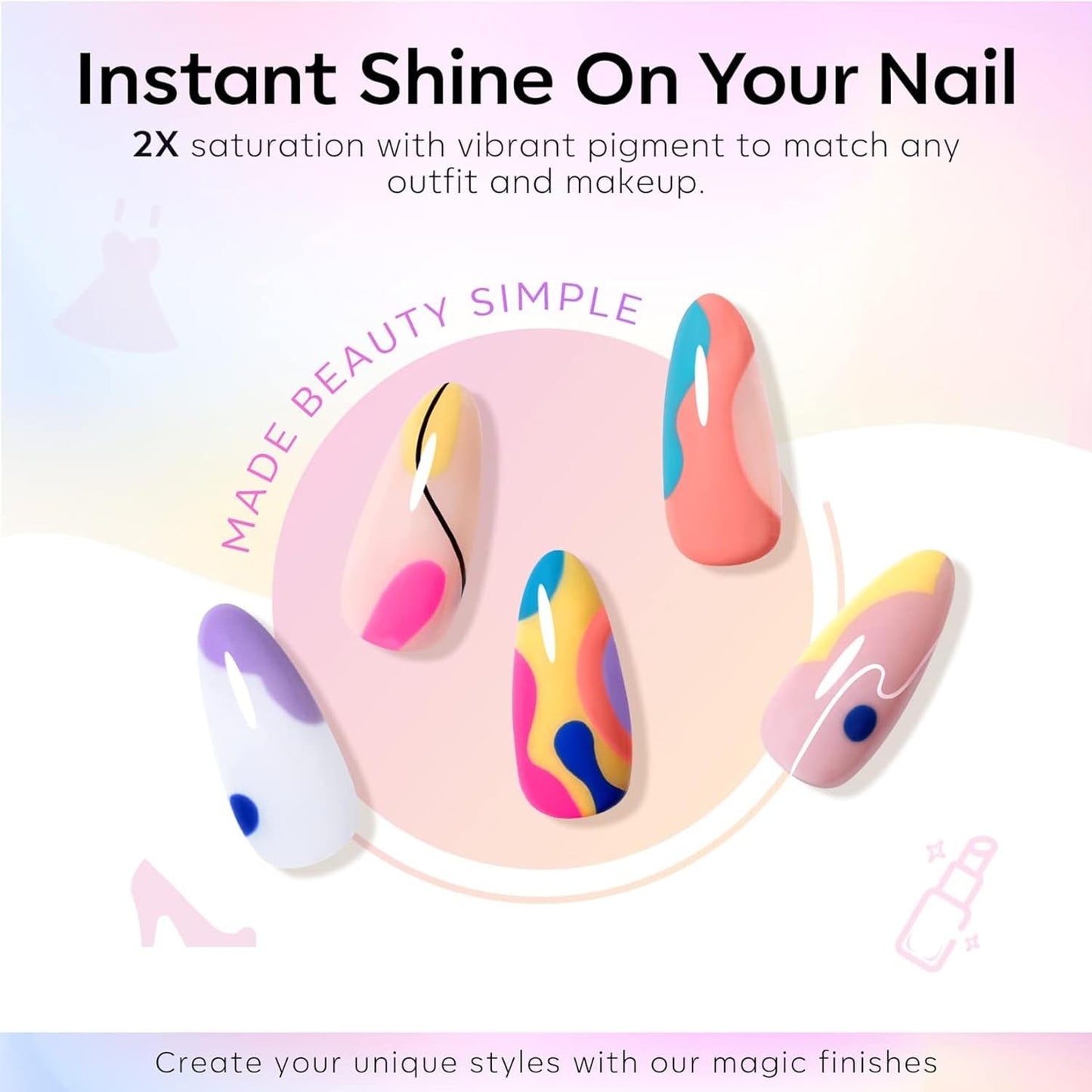 modelones Gel Nail Polish Set - 6 Colors Neon Bright Gel Polish Hot Pink Royal Blue Purple Turquoise Peaches Coral Yellow Nail Polish Soak Off LED Manicure DIY Salon Gift Unisex