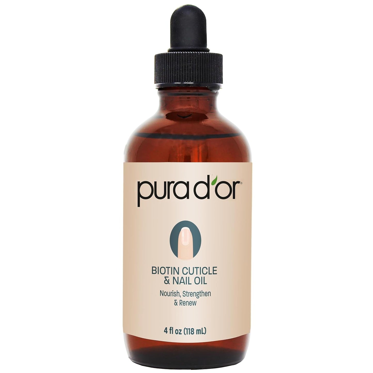 PURA D'OR 4 Oz Nail and Cuticle Oil - Nourishing Treatment with Dropper - Natural Blend Enriched with Biotin, Vitamin E, Milk for Nail Growth, Healthy Nail Beds and Great for Acrylic Nails