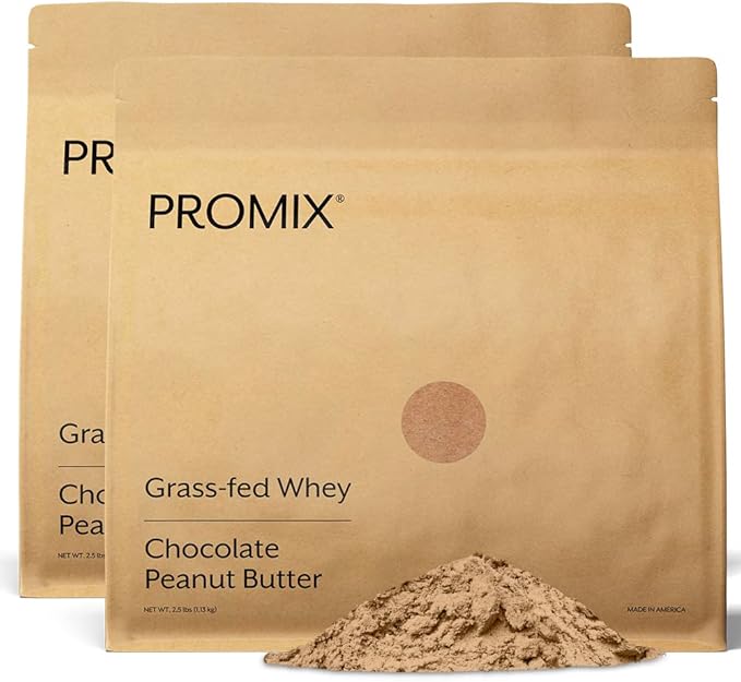 Promix Whey Protein Powder, Chocolate Peanut Butter - 5lb Bulk - Grass-Fed & 100% All Natural - ­Post Workout Fitness & Nutrition Shakes, Smoothies, Baking & Cooking Recipes - Gluten-Free