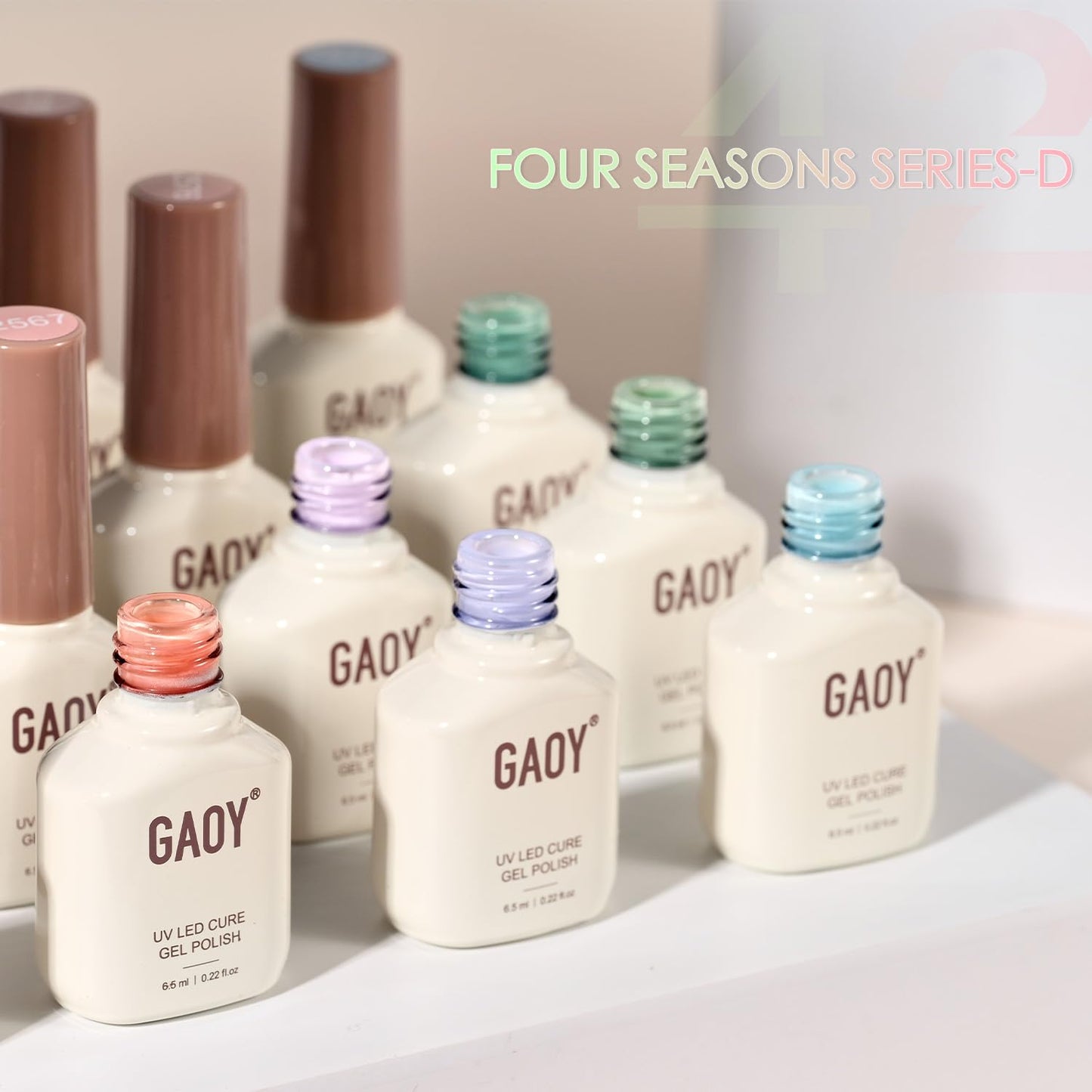 GAOY 42 Pcs Gel Nail Polish Kit, Pastel Jelly Pink Green Shimmer Colors All Seasons Gel Nail Polish Set with Glossy & Matte Top Coat and Base Coat for Salon and DIY Manicure at Home