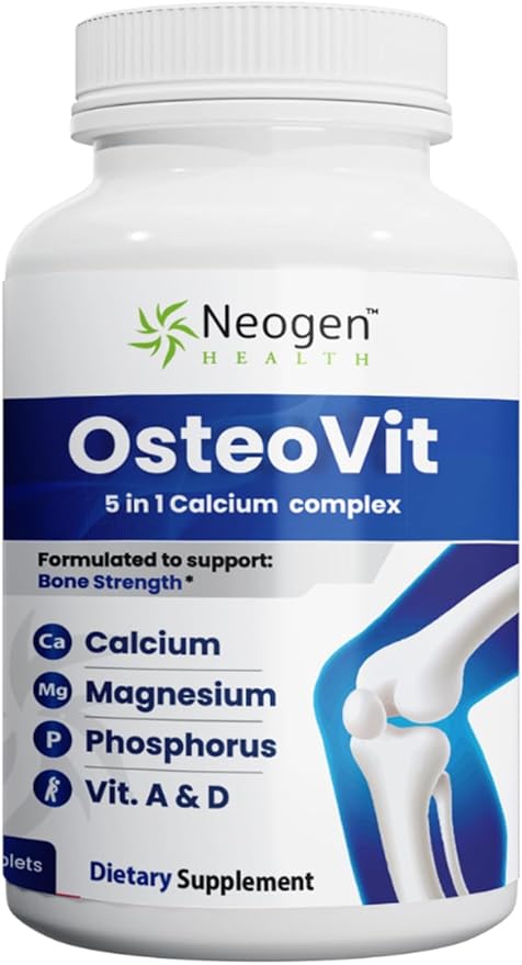OsteoVit 5-in-1 Calcium 120 tabs Multivitamin: Calcium, Magnesium, Phosphorus, Vitamin D3 & A - Bone Strength & Flexibility*, Non-GMO Gluten Free | Calcium Supplement for Women & Men with Vitamin D