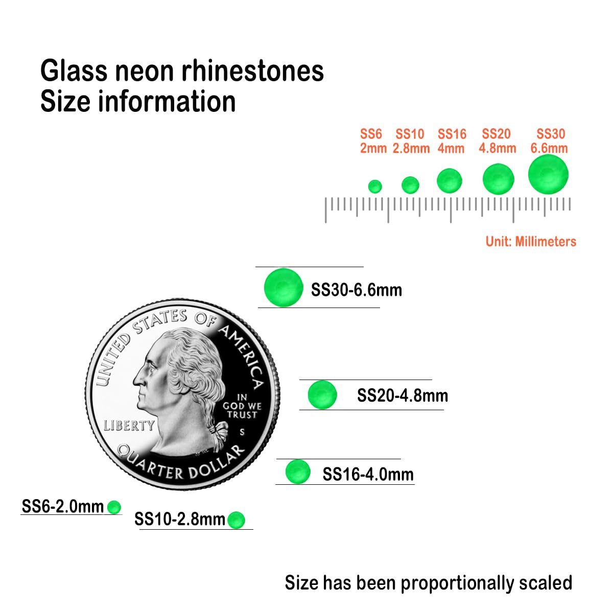 Flatback Glass Rhinestones,Bedazzler Gems 1440pcs Non Hotfix Crystal Rhinestones for Nail Charms Crafts Clothes Tumblers,Light Green Neon,SS10