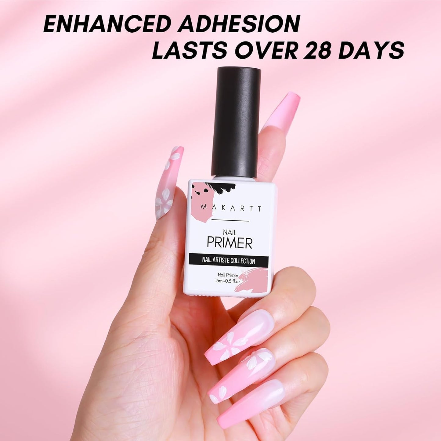 Makartt Nail Primer: No Lift Acid-Free Prep for Acrylic Nails, Gel Polish, and Dipping Powder, Professional Fast Dry Primers for Pedicure Manicure Tools, Salon Home Use 15ML