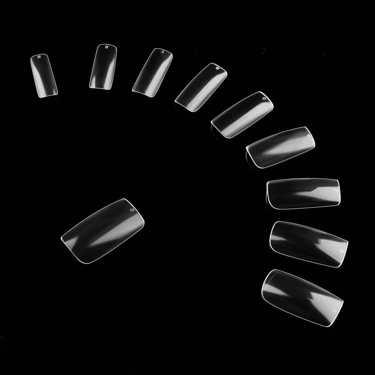 Full Cover Acrylic False Nail Tips, 500PCS Fake Nail Shape Artificial False Nails Tips 10 Sizes with Case for Nail Art Salons and Home DIY(Clear)