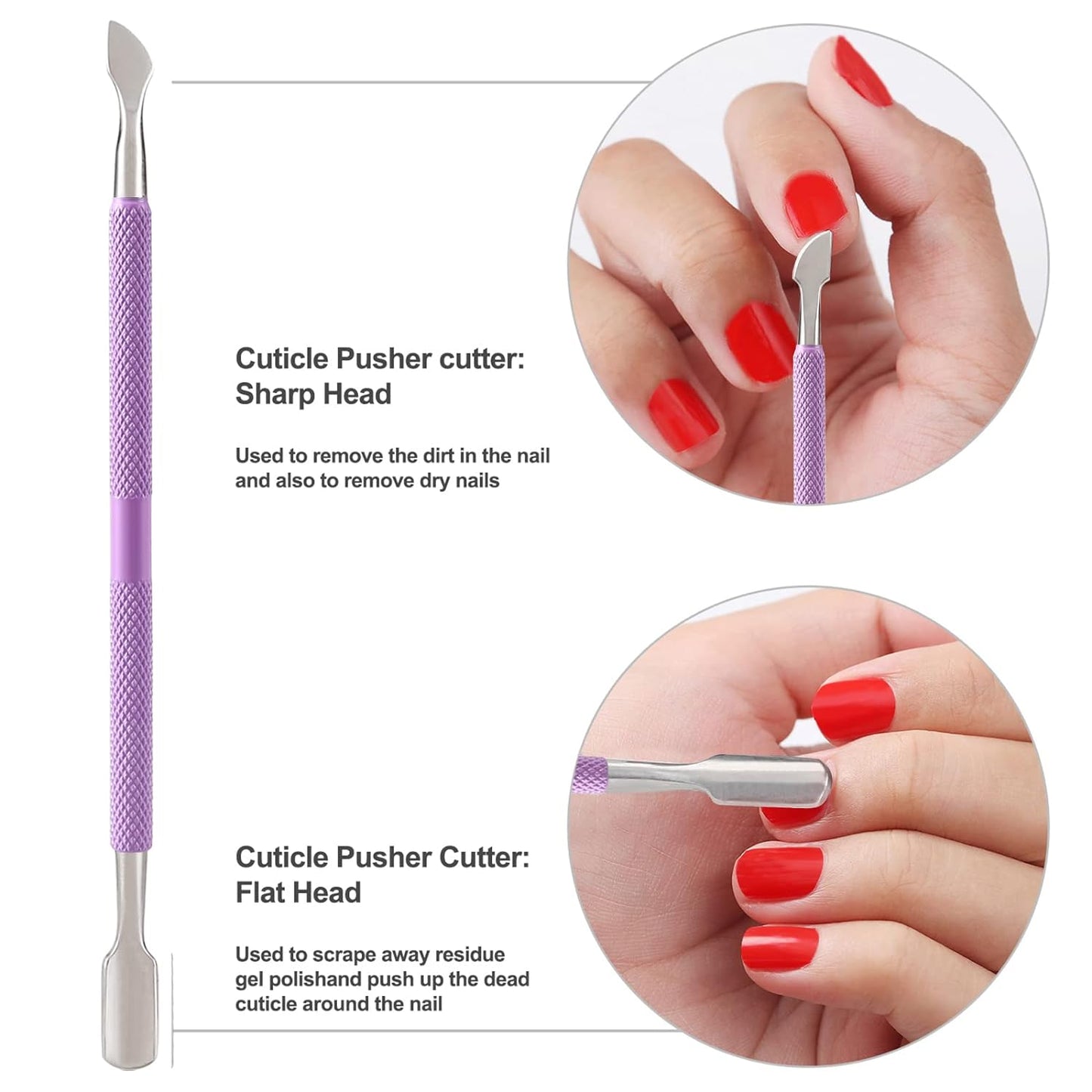 Cuticle Trimmer with Cuticle Pusher and Cutter-YINYIN Cuticle Nipper Professional Stainless Steel Cuticle Clippers Durable Pedicure Manicure Tools for Fingernails and Toenails(Purple)