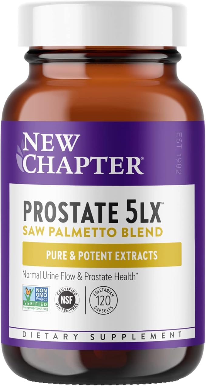 New Chapter Prostate Supplement - Prostate 5LX™ with Clinical Strength Saw Palmetto + Fermented Selenium for Prostate Health - 120 ct Vegetarian Capsule