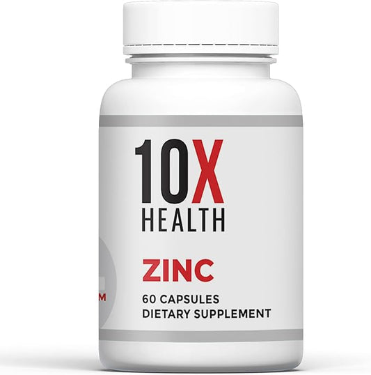 10X Health Zinc Picolinate - Contains Zinc 30mg for DNA & Protein Synthesis, Overall Wellness & Immune Support Supplement - Zinc Supplements - 60 Capsules