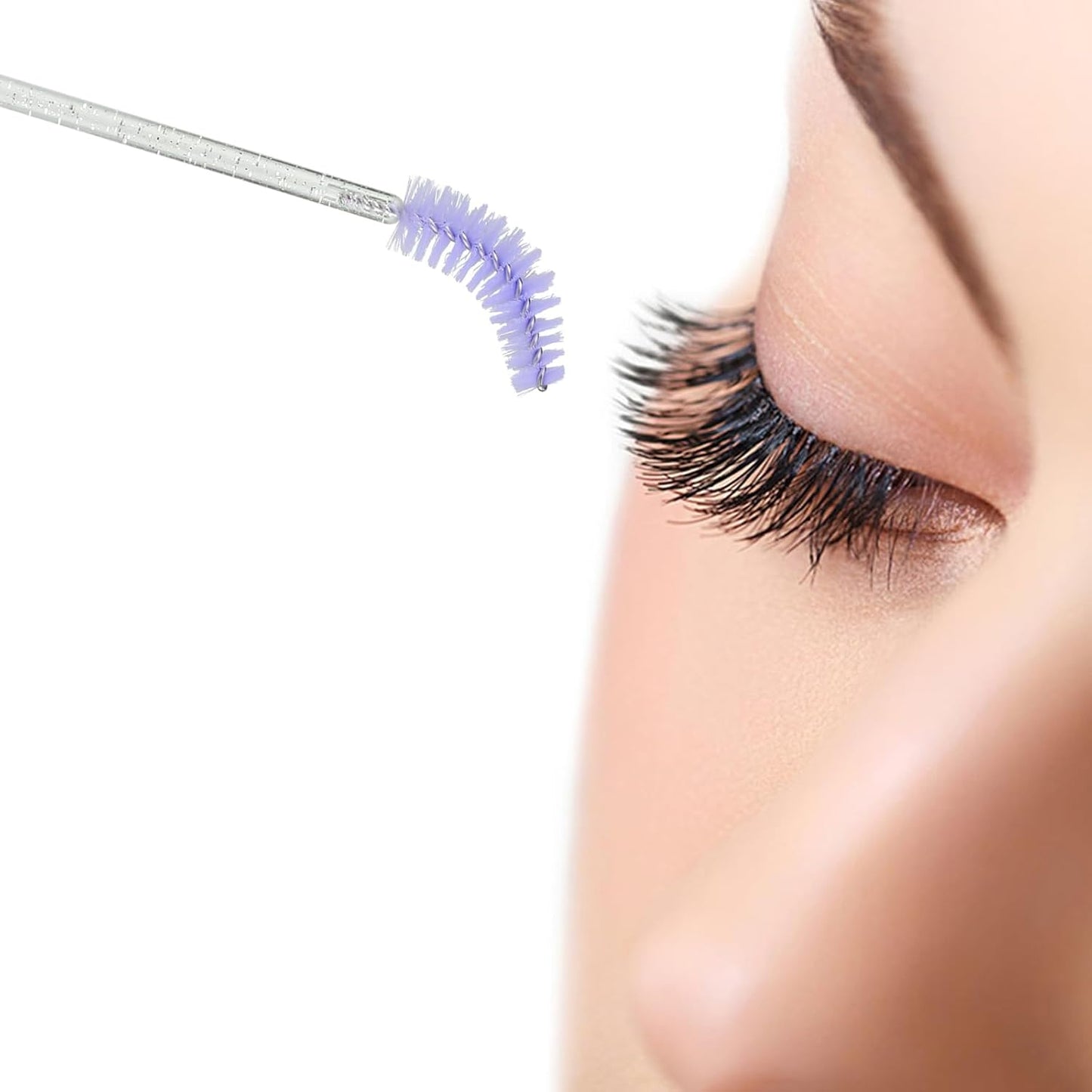 G2PLUS 300PCS Disposable Mascara Brushes, Crystal Lash Brush Makeup Kit, Adjustable Eyelash Spoolies for Eyelash Extensions, Eyebrow and Makeup (White + Purple)