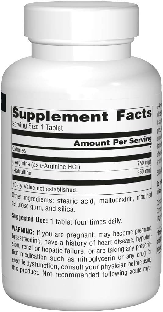 Source Naturals L-Arginine L-Citrulline Complex, Essential Amino Acid Supplement, Supports Peak Performance* 1,000 mg - 240 Tablets