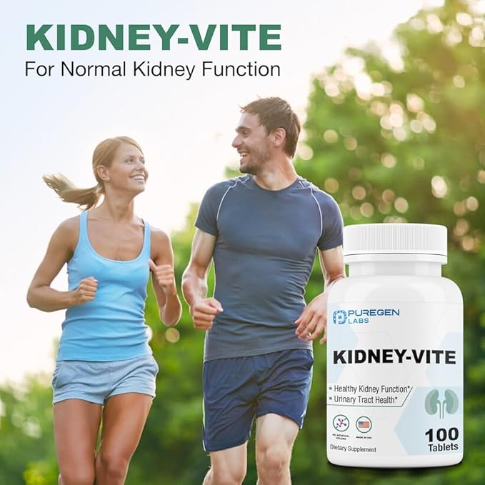 Puregen Labs Kidney-Vite | Premier Kidney, Renal Support | Non-GMO, Gluten-Free, No Artificial Color Additives | 2 Pack – Total 200 Tablets