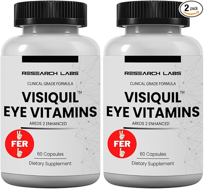 Research Labs Eye Vitamins Enhanced Absorption AREDS 2 Plus Formula 20mg Lutein, 10mg Zeaxanthin, Bilberry, Eyebright, Zinc, ALA, Quercetin & Other Proven Ingredients to Fight Eye Problems