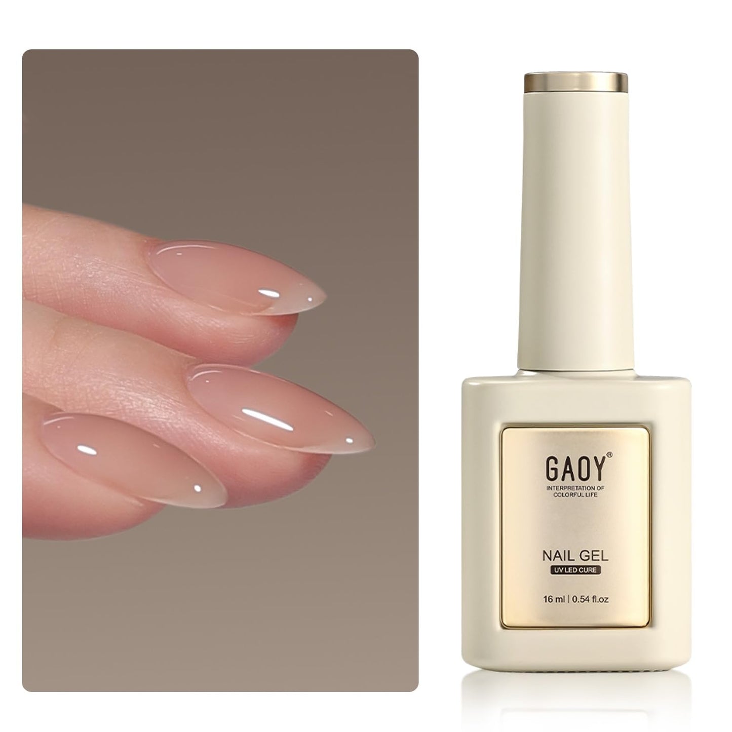 GAOY 16ml Rubber Base Gel, Jelly Builder Base Nail Gel Nude Sheer Pink, 3-in-1 Soak Off Nail Strengthener, 02 Nude Jelly