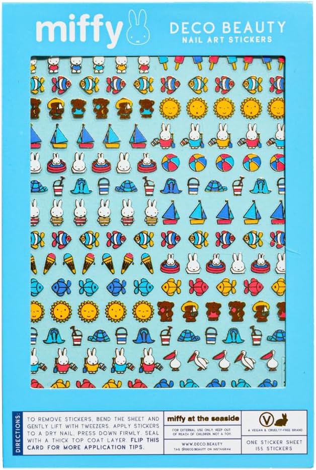 Miffy at the Seaside Nail Stickers - Lightweight & Easy-to-Apply Nail Art with Trendy Design - Durable & Long-Lasting Nail Stickers for Women, Ideal for DIY Manicures & Salon-Quality Nails