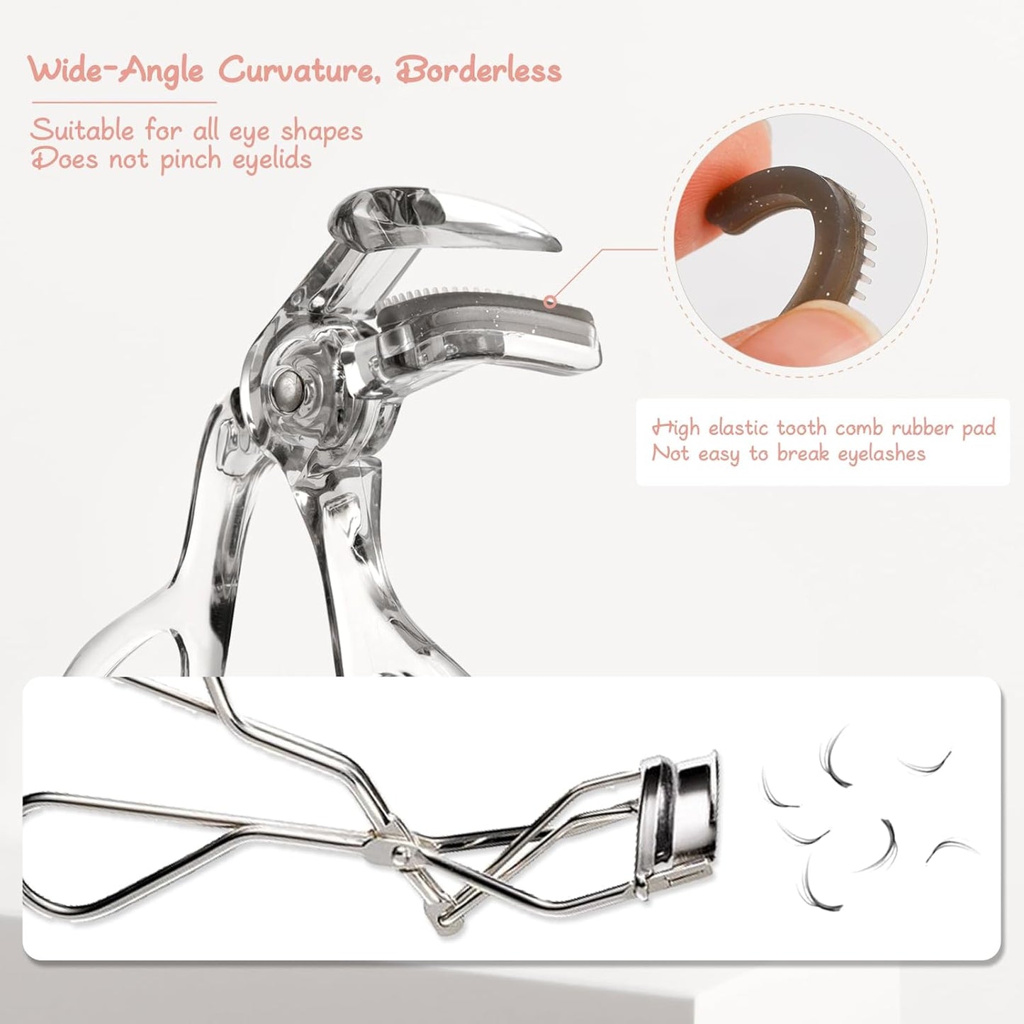 docolor Eyelash Curler with Eyelash Comb, Lash Curler with Silicone Refill Pads Suitable for all eye shapes Curl up to one day Easy to operate No Pinching or Pulling eyelash Eye Makeup Tool