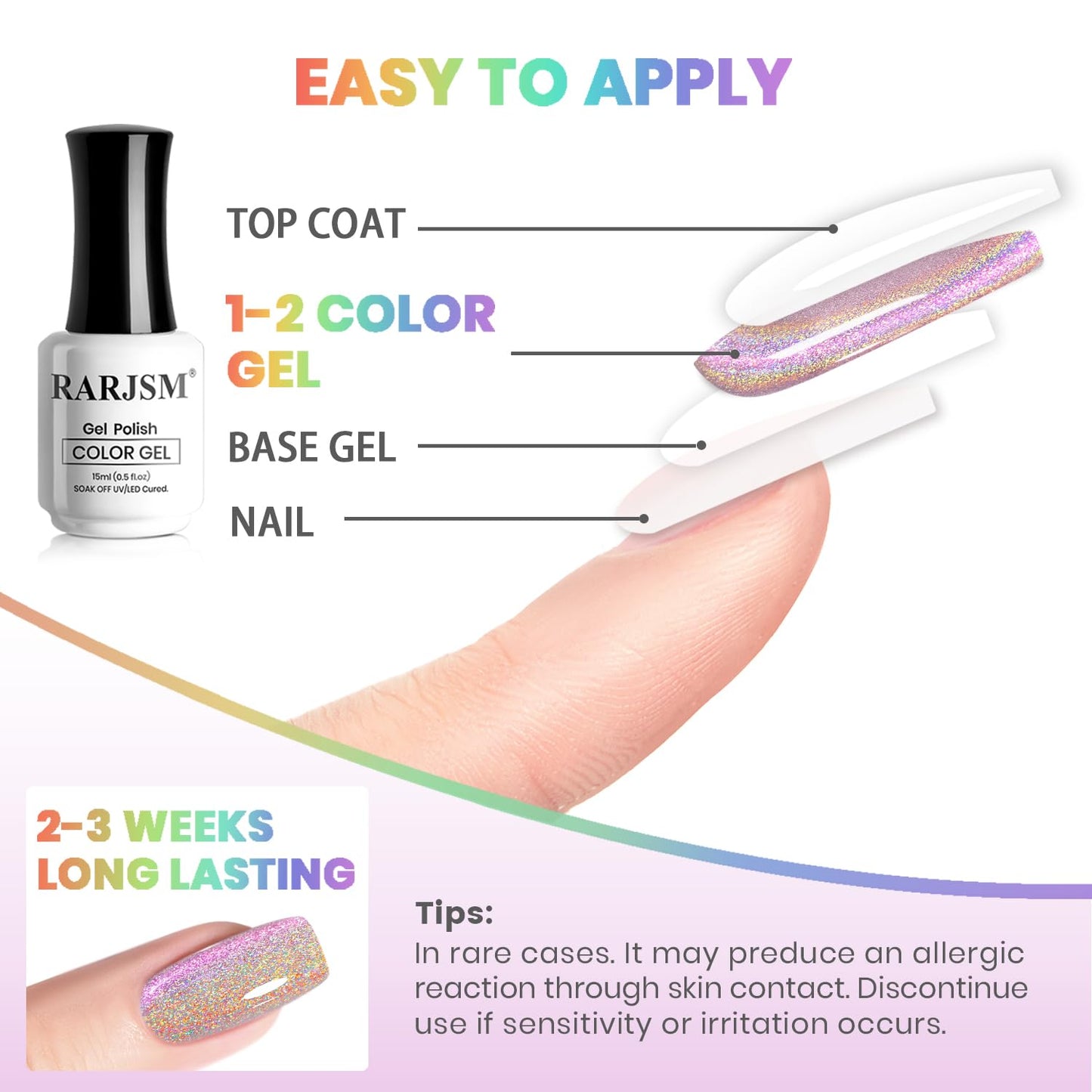 RARJSM Aurora Holographic Cat Eye Gel Nail Polish Purple Pink Laser Rainbow Iridescent Glitter Sparkle Cat Eye Gel Polish with Magnet Stick Soak off UV LED Curing Requires Home Salon Diy Nail Art