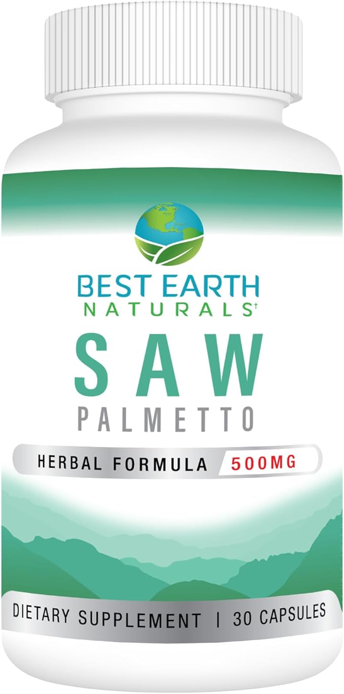 Best Earth Naturals Saw Palmetto 500 mg to Support Hair, Prostate, Urinary Tract 30 Count
