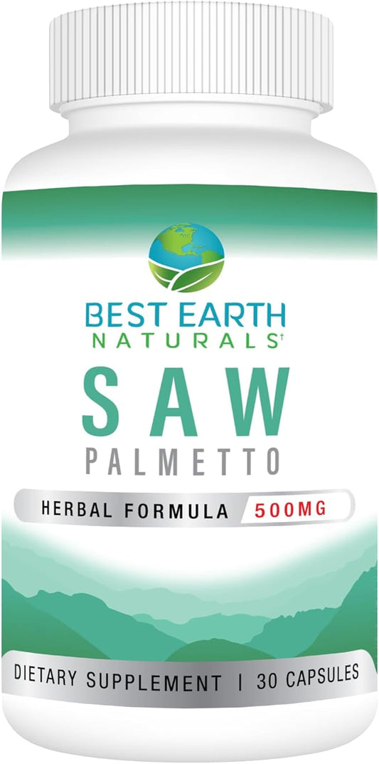 Best Earth Naturals Saw Palmetto 500 mg to Support Hair, Prostate, Urinary Tract 30 Count