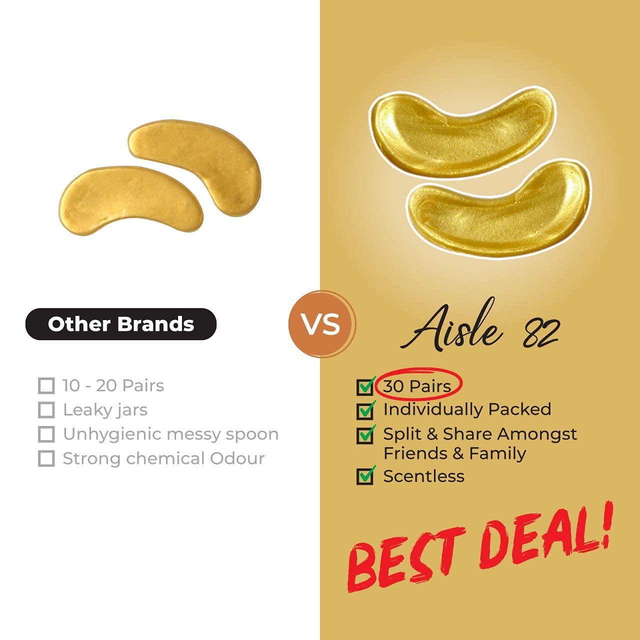 30 Pairs 24K Gold Under Eye Patches for Women – Collagen Gold Masks for Dark Circles and Puffiness - Under Eye Bags Treatment