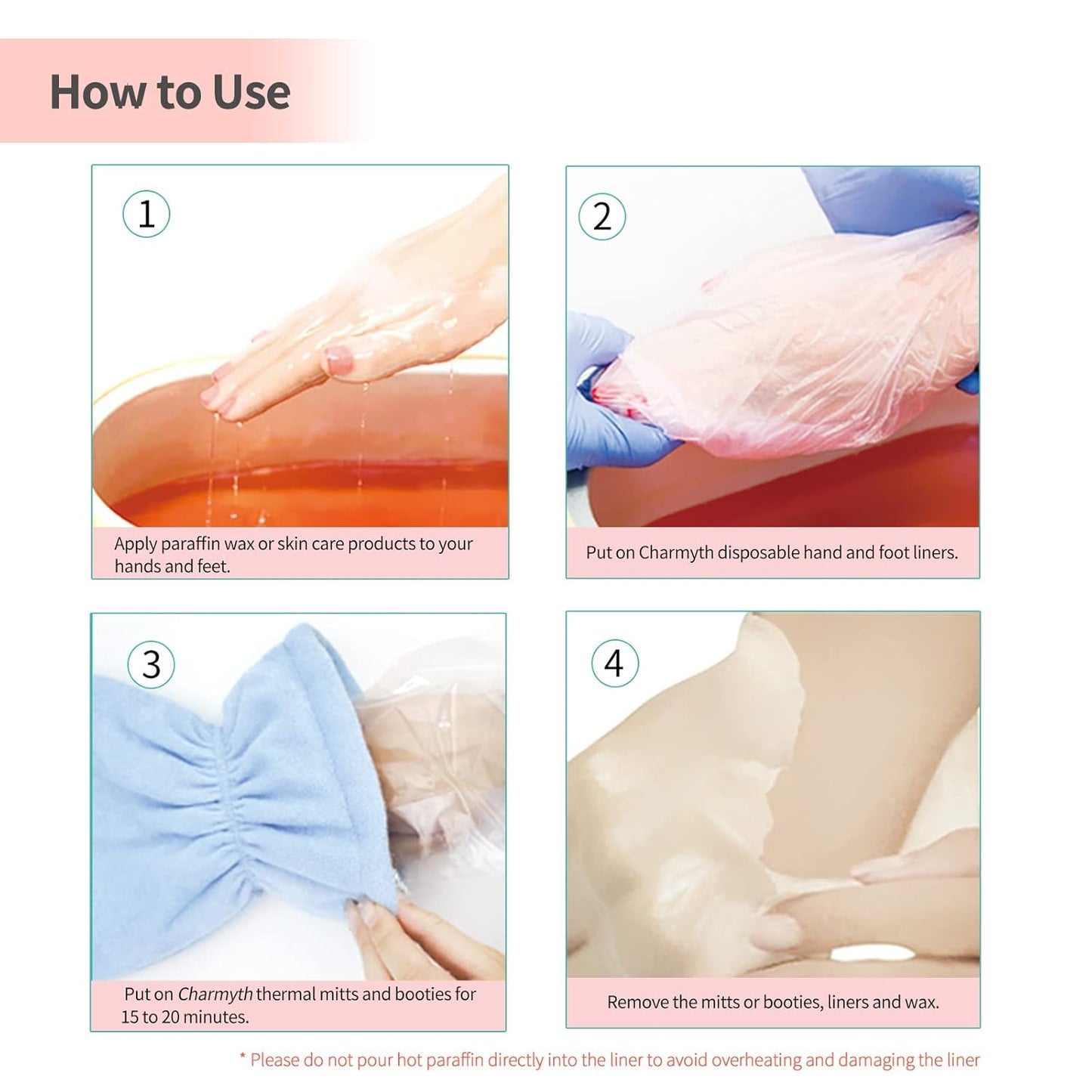 Liners Hand or Foot Disposable Thermal Heated Mitt Liners Paraffin Bath Treatments Bags Plastic Liner Socks and Gloves for Hot Wax Therapy (100)