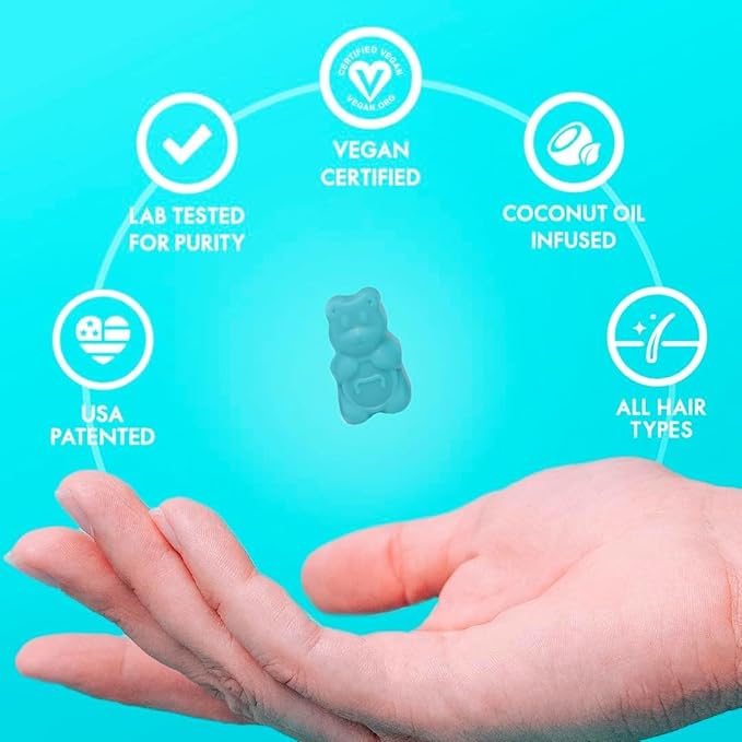 Sugarbear Hair Vitamin Gummy 6 Month Supply Extra Strength Biotin 6000mcg + Bamboo Hair Brush - Growth for Men & Women, Vegan Vitamin B12, Inositol, Elderberry, Certified Kosher, Halal, Cruelty-Free