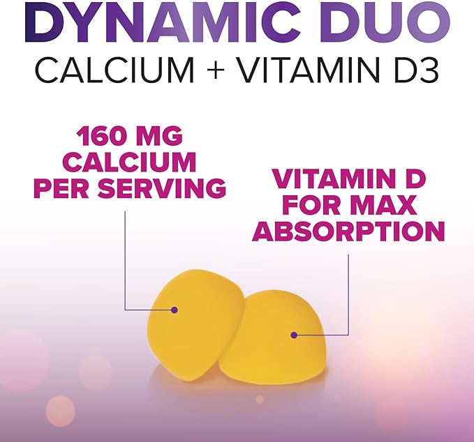 Sugar Free Calcium Gummy Bites Plus 400 IU Vitamin D3, Bone Health & Immune Support - Chewable Calcium Nutrition Supplement, Non-GMO, Orange Flavor Chews - 120 Gummies