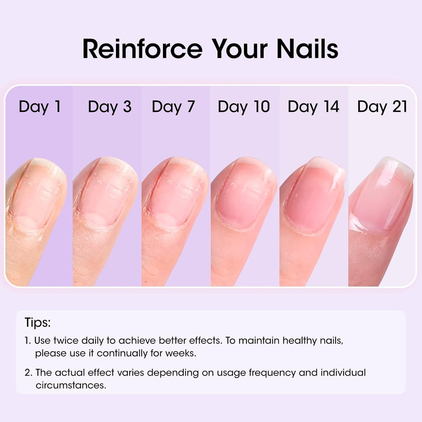 Gellen Nail Strengthener, 8-In-1 Nail Repair Growth Protein Treatment for Thin Weak Brittle Damaged Imperfect Nails, Air Dry Calcium Keratin Nourish Ridge Filler Nail Care, Lavender Scent