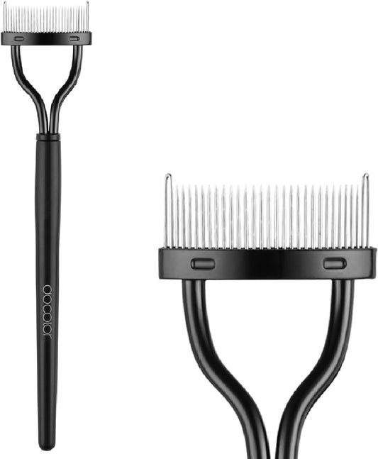 Docolor Eyelash Comb Eyelash Separator Tool Mascara Applicator Eyelash Brush Lash Separator Tool Comb Arc Designed Cosmetic Brushes Tool, with Comb Cover (Black)