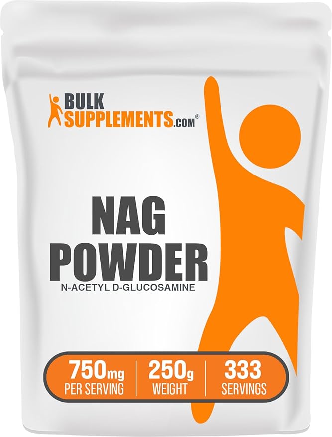 BulkSupplements.com N-Acetyl Glucosamine Powder - NAG Powder, Glucosamine 750mg, Glucosamine Supplement - Glucosamine Powder, Gluten Free, 750mg of per Serving, 250g (8.8 oz) (Pack of 1)