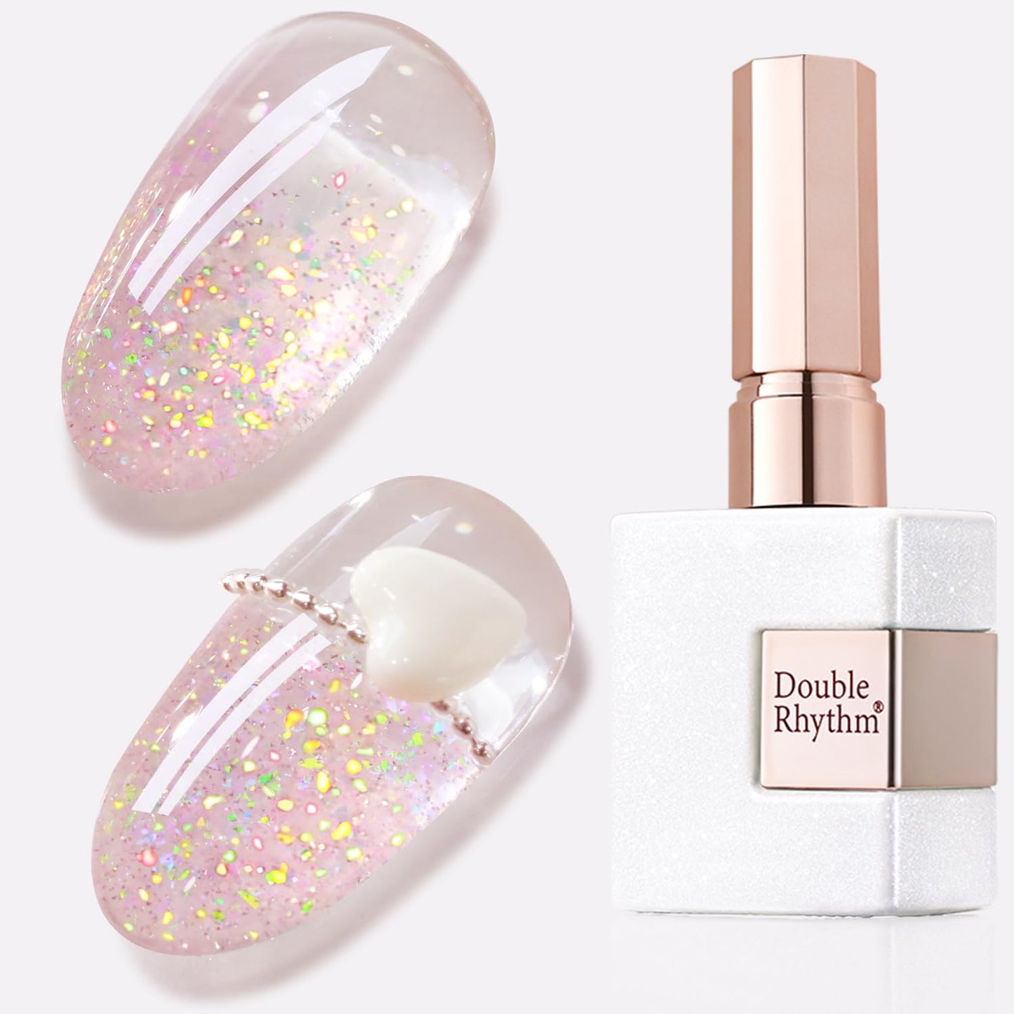Double Rhythm 0.5Oz Glitter Gel Polish Shimmer Reflective Color for Nail Art Salon DIY Soak Off 15ml Nail Lamp Gel Polish at Home (Pink-B1161)