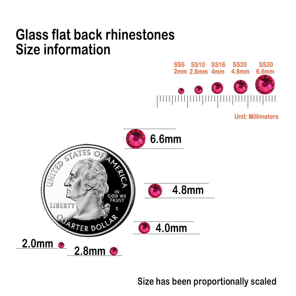 Flatback Glass Rhinestones,Bedazzler Gems 1440pcs Non Hotfix Crystal Rhinestones for Nail Charms Crafts Clothes Tumblers,Dk. Hot Pink,SS20