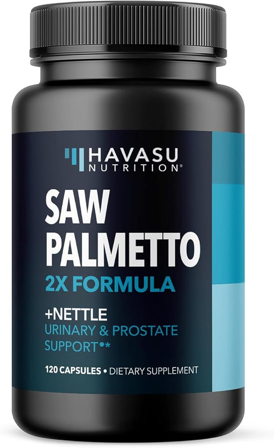 Saw Palmetto with Stinging Nettle Extract - 2X Formula Saw Palmetto Prostate Support Supplement for Men's Health - DHT Blocker for Men to Support Hair, Bladder and Prostate Health - 2 Month Supply