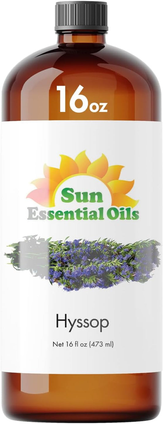 Sun Essential Oils - Hyssop Essential Oil 16oz for Aromatherapy, Diffuser, Soothing, Relaxation