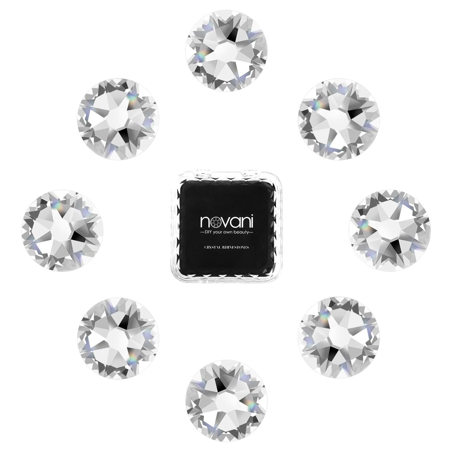 Novani 72pcs Clear Rhinestones Flat Back Round Rhinestone Style 2088 Sparkly Crystal Gemstones for Nail Art and Crafting,SS40(8.3-8.6mm)