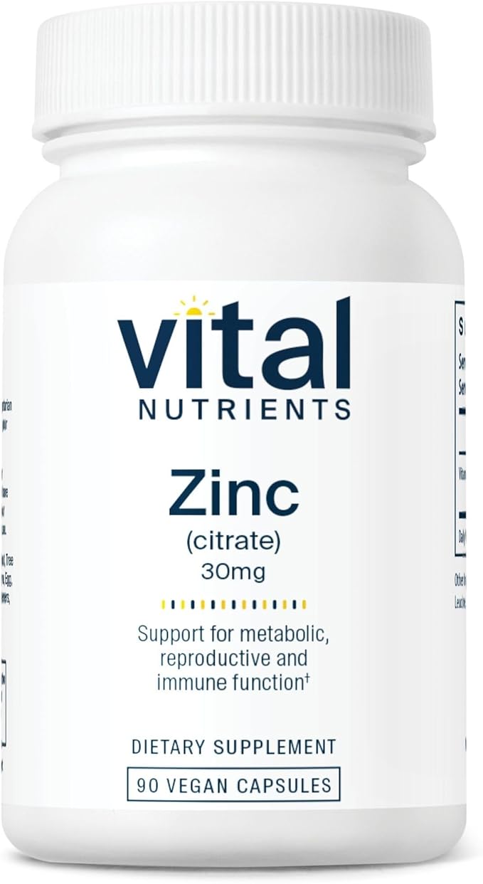 Vital Nutrients Zinc Citrate 30mg | Easily Absorbed Immune Support Supplement* | Vegan Zinc Supplement | Gluten, Dairy, Soy Free | Non-GMO | 30mg | 90 Capsules