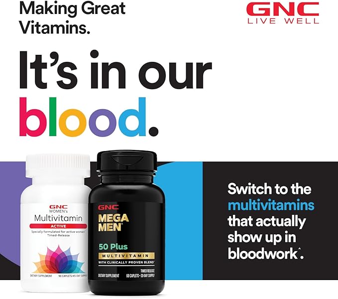 GNC Mega Men 50 Plus Multivitamin | Antioxidants | Heart Health | Prostate and Circulatory Support | 120 Count