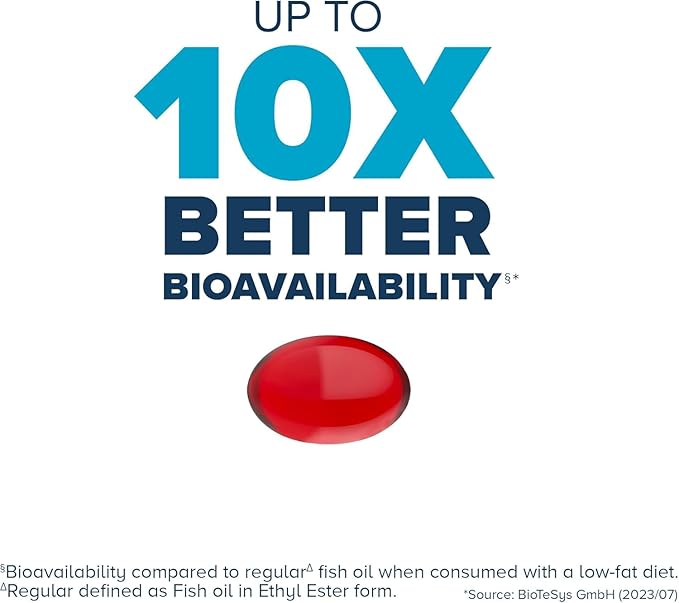 Qunol Advanced Omega 3 Krill and Fish Oil Complex, 10x Better Bioavailability, One Pill Dose, 250mg EPA & DHA, Supports Brain, Eye, Heart and Joint Health, 60 Count