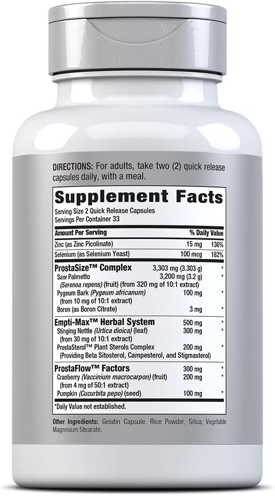 Piping Rock ProstaFit Advanced Prostate Support* | Health Supplement for Men | Herbal Complex with Saw Palmetto, Pumpkin Seed, Zinc, Plus Stinging Nettle Extract | 66 Capsules | Laboratory Tested