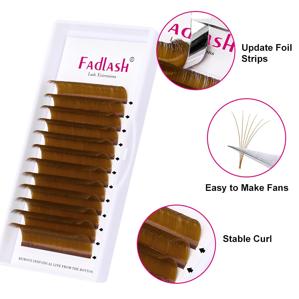 Volume Eyelash Extensions Easy Fan Lashes 0.07 C Curl Eyelash Volume Extensions Faux Mink Self Blooming Colored Lash Extensions (Blond 0.07-C, 8-14mm)