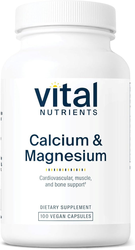 Vital Nutrients Calcium & Magnesium | Vegan Calcium Supplement with Magnesium | Support Bone Strength, Muscle, and Heart Health* | Gluten, Dairy, Soy Free | Non-GMO | 100 Capsules