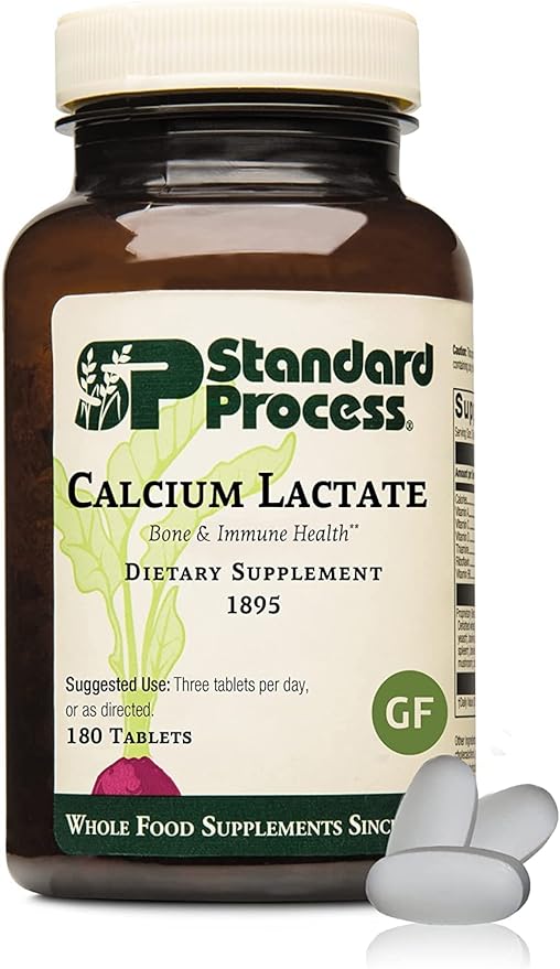 Standard Process Calcium Lactate - Immune Support and Bone Strength - Bone Health and Muscle Supplement with Magnesium and Calcium - 180 Tablets