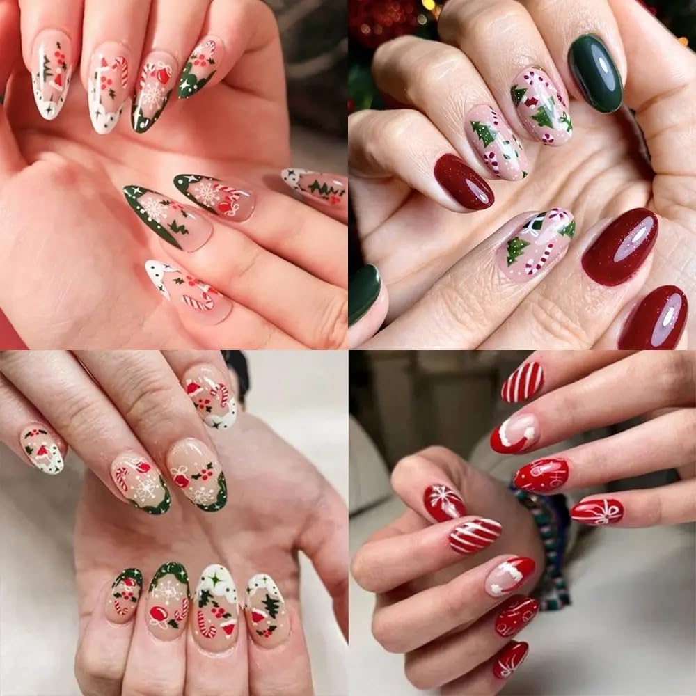 30 Sheets Christmas Nail Art Stickers 3D Self- Adhesive Snowflake Nail Charms Decals White Red Christmas Nail Decorations Accessories Supplies