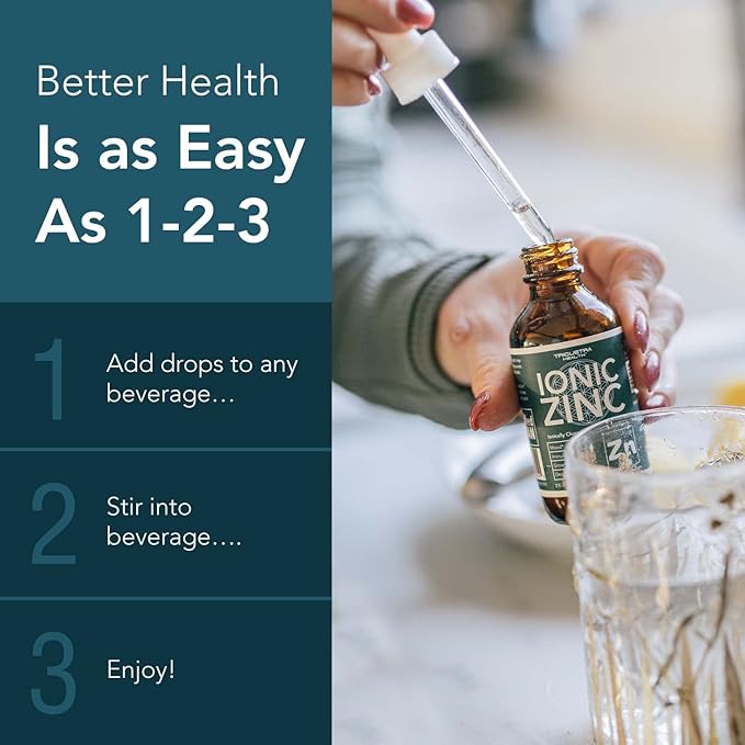 Ionic Liquid Zinc - 8 Month Supply, Adjustable Doses for Entire Family - Zinc Sulfate Form, Vegan, Glass Bottle - Immunity, Brain, Thyroid Support - Best Absorption of Zinc Supplements (2 oz.)