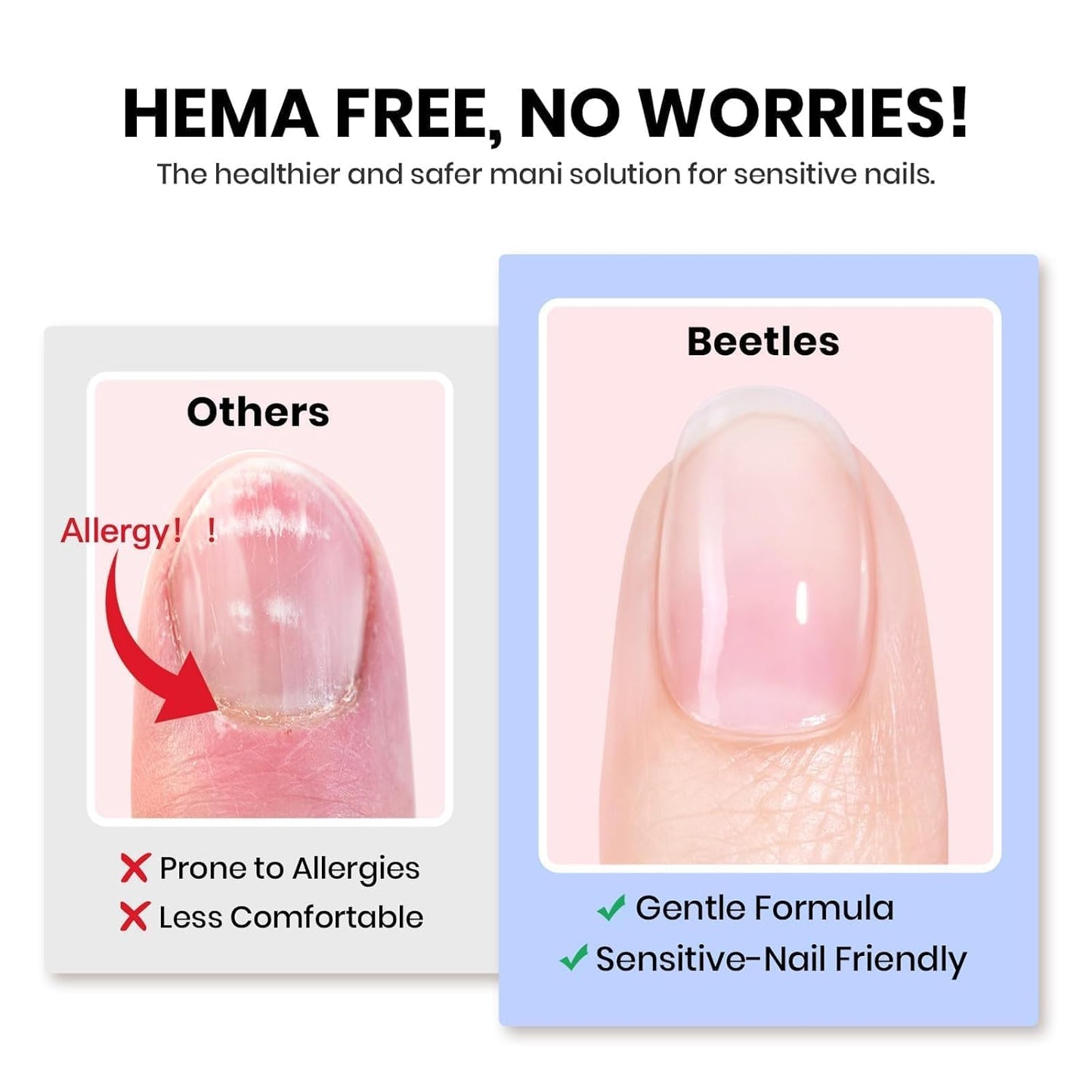 Beetles 4Pcs HEMA-Free Nail Extension Kit, 15ml Gel Nail Glue, No Wipe Top Coat, Builder Nail Gel & Liner Brush, Long Lasting for Clear Press-On Nails, DIY Home Gift for Women, U V Light Required