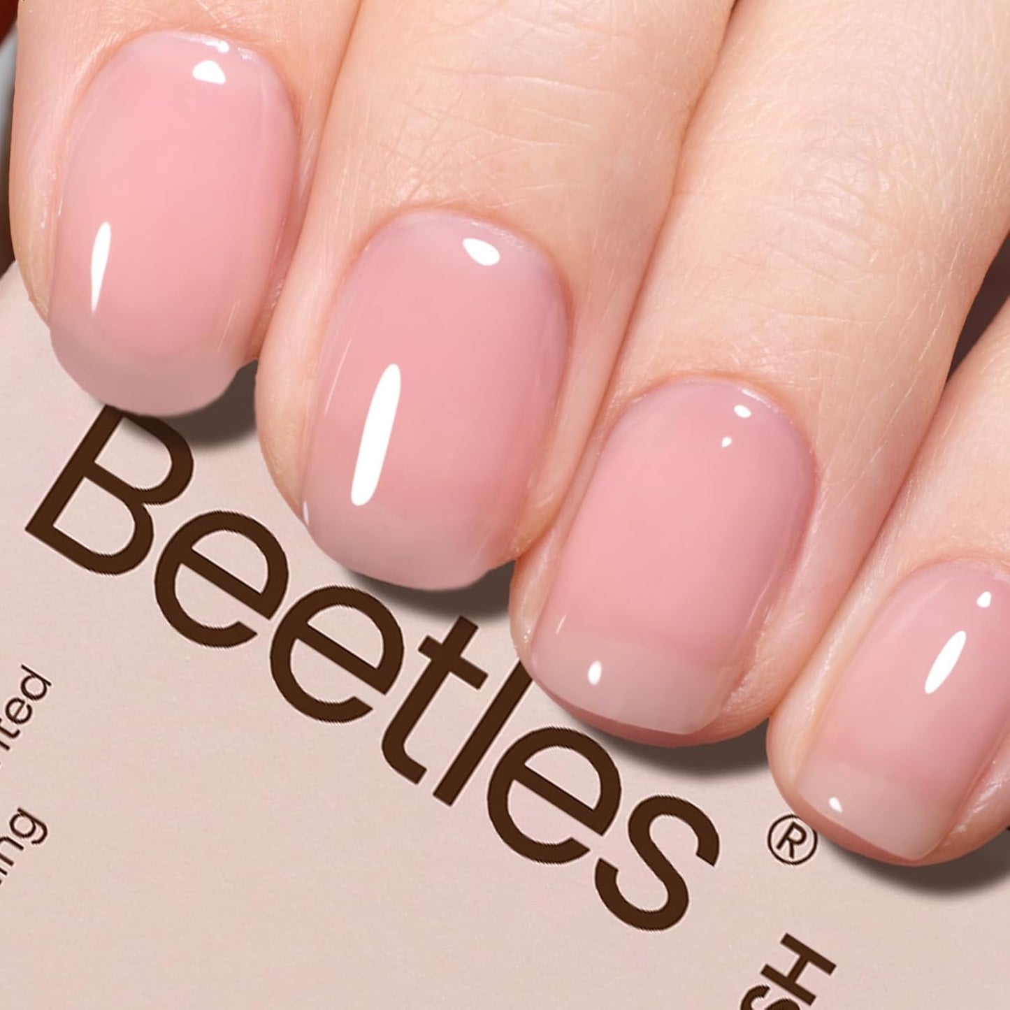 Beetles Nude Pink Gel Nail Polish, 15ml Neutral Sheer Pink Jelly Gel Polish Translucent Effect Nail Concealer Spring Summer Color Soak off UV French Nail Art Design DIY Manicure Gift for Women
