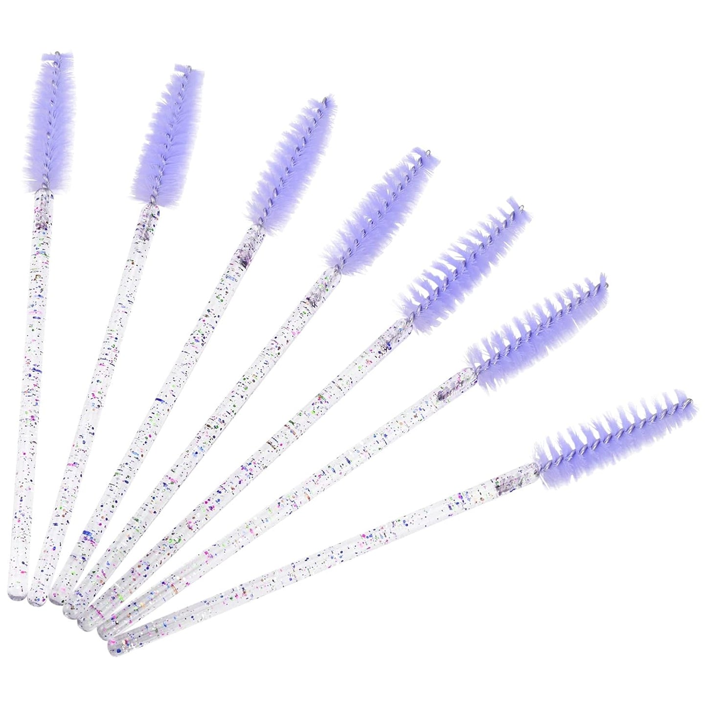 BTYMS 100 Pieces Disposable Eyelash Brush Mascara Wnad Brow Spoolie Brush Lash Applicator Spooly for Lash Extensions - Purple
