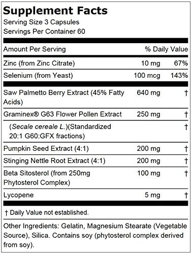 Lindberg Prostate Supplement for Men | Saw Palmetto | 180 Capsules | Non-GMO, Gluten Free