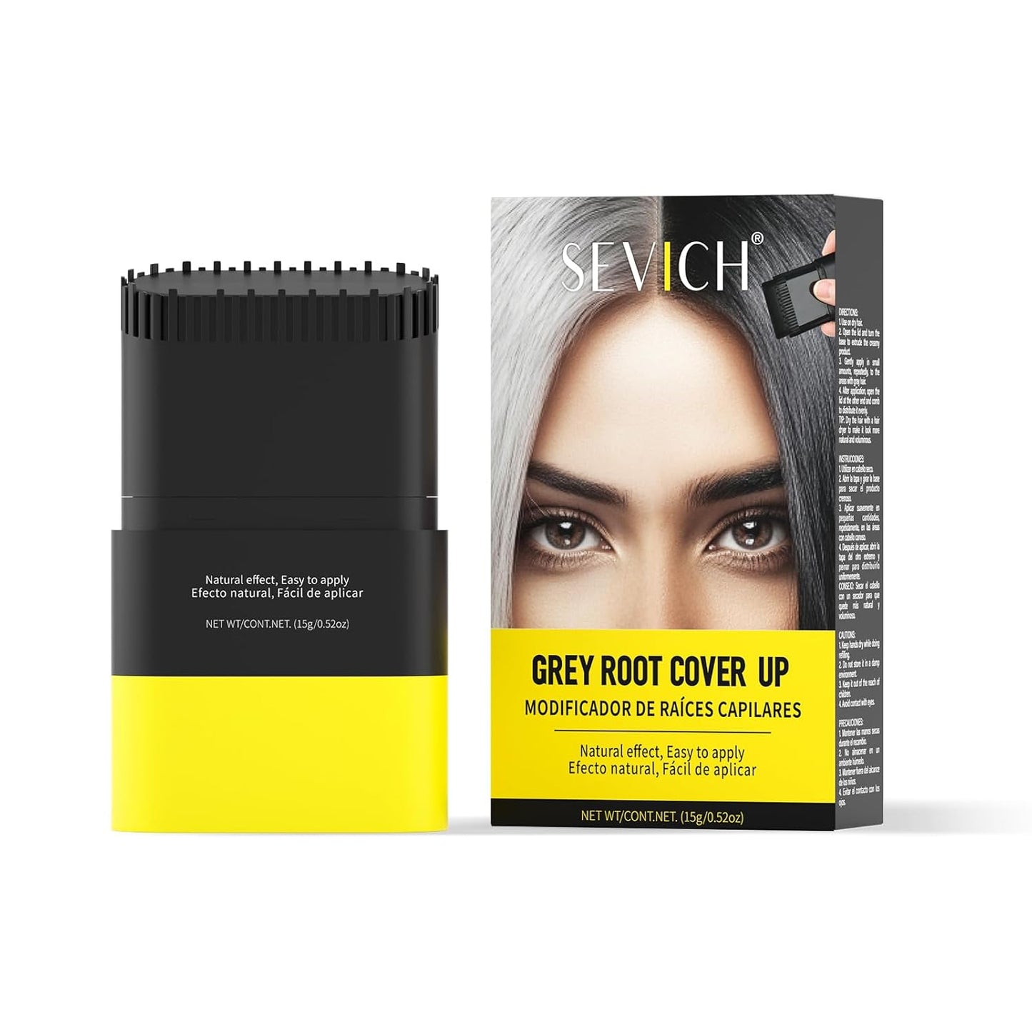 SEVICH Touch Up Comb 2 in 1 Korean, Instant Hair Root Touch-Up Stick | Dual-Sided Design For Natural Gray Coverage, Long-Lasting Moisturizing Formula With Plant Extracts,15g Medium brown