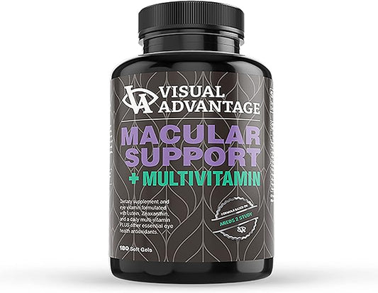 Lunovus Macular Support Plus Multivitamin Based on AREDS 2 Study - Eye Vitamins for Macular Support - Mineral Supplement with Lutein and Zeaxanthin - 180 Soft Gels